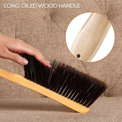 Patelai 2 قطع فرش مقاعد خشبية الفرشاة الموقد فرشاة الألياف الطبيعية شعيرات ناعمة خشبية طويلة المقبض غبار لارتداء وورش عمل للسيارة المنزل (رمادي) in Kuwait