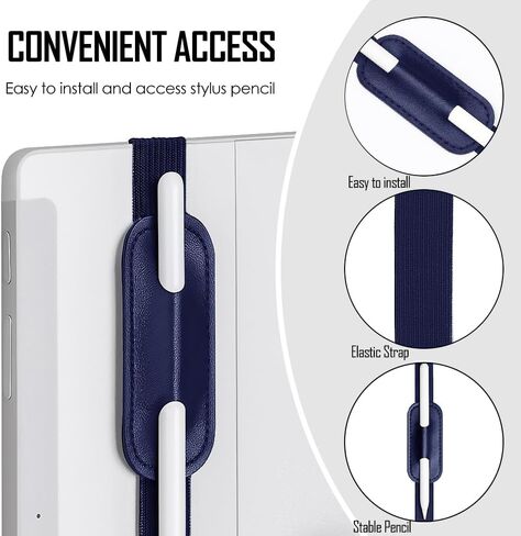 حامل قلم رصاص ProElife Slim لـ Apple Pencil Pro و Apple Pencil 2nd Gen / 1st Gen / USB-C والإكسسوارات Simple Stylus Pu Pency حامل قلم رصاص متين مع شريط مرن (رمادي) in Kuwait