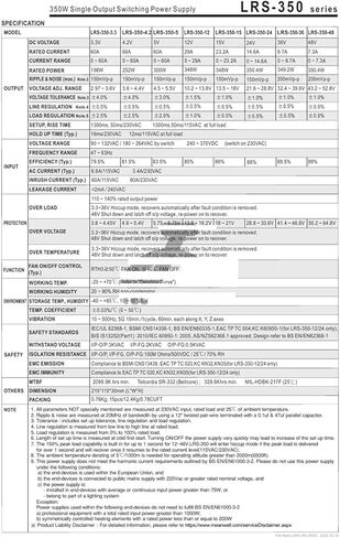 Switching Power Supply LRS-350-3.3 LRS-350-4.2 LRS-350-5 LRS-350-12 LRS-350-15 LRS-350-24 LRS-350-36 LRS-350-48 (LRS-350-48) in Kuwait