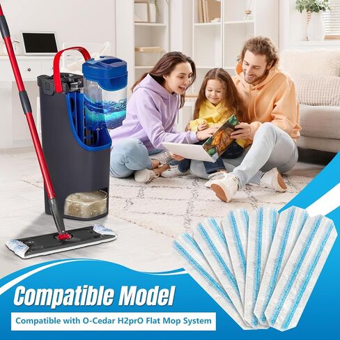 4 عبوات استبدال منصات MOP لنظام O-Cedar H2PRO Flat MOP و Vileda | O'Scedar H2 Pro Microfiber Mop Heads | عبوات قابلة لإعادة الاستخدام | آمنة على الخشب والبلاط والأرضيات الفينيل in Kuwait