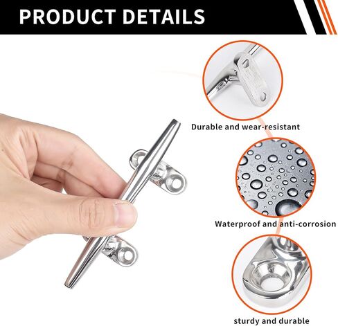 Hoffen Boat Cleat, 4 Pack 316 Stainless Steel 4 inch 5 inch 6 inch Open Base Dock Cleat Marine Grade Rope Cleat with Fasteners for Kayaks, Nautical Decor in Saudi Arabia