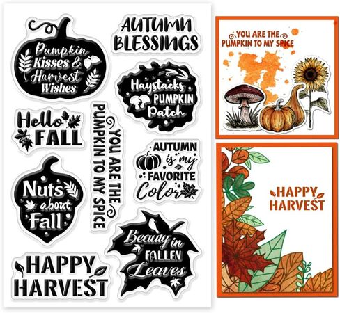 GLOBLELAND Fall Thanksgiving Clear Stamps for Cards Making Autumn Pumpkin Pinecone Clear Stamp Seals Transparent Stamps for DIY Scrapbooking Photo Album Journal Home Decoration in Saudi Arabia