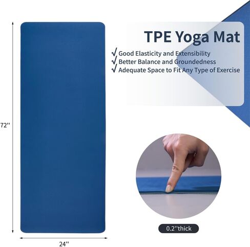 حصيرة Pilates غير المنقولة TPE ، 72 "x24" بيلاتيس للغاية لليوغا الساخنة ، HIIT ، التدريبات على الأرض ، حصيرة اللياقة الخفيفة للنساء والرجال (أسود+أبيض) in Kuwait