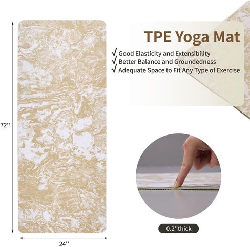 حصيرة Pilates غير المنقولة TPE ، 72 "x24" بيلاتيس للغاية لليوغا الساخنة ، HIIT ، التدريبات على الأرض ، حصيرة اللياقة الخفيفة للنساء والرجال (أسود+أبيض) in Kuwait