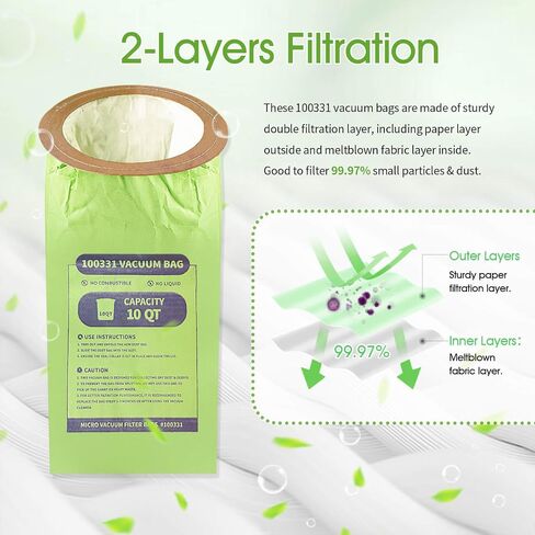 15 Pack of 100331 Micro Filter Vacuum Bags Compatible with Pro Team LineVacer Coachvac Super CoachVac and MegaVac Backpack Vacuum Cleaners Replace Part 100331 Open Cirular Collar in Kuwait