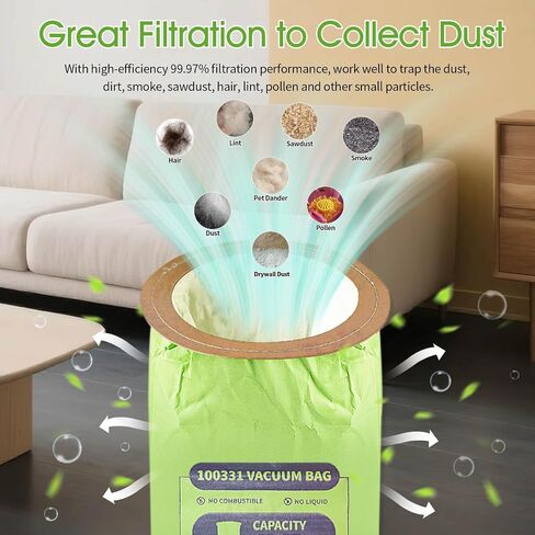 15 Pack of 100331 Micro Filter Vacuum Bags Compatible with Pro Team LineVacer Coachvac Super CoachVac and MegaVac Backpack Vacuum Cleaners Replace Part 100331 Open Cirular Collar in Kuwait