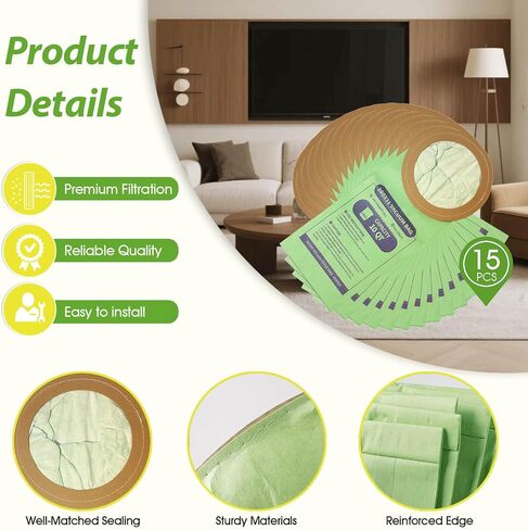 15 Pack of 100331 Micro Filter Vacuum Bags Compatible with Pro Team LineVacer Coachvac Super CoachVac and MegaVac Backpack Vacuum Cleaners Replace Part 100331 Open Cirular Collar in Kuwait
