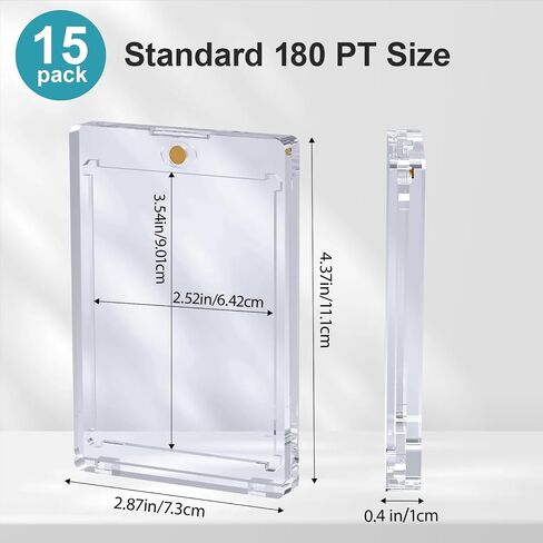 180PT 15 Pack Magnetic Card Holder for Trading Cards, One Card Touch Holder, U-V Protector Baseball Card Hard Plastic Cover for Football Basketball Sports Game in Kuwait