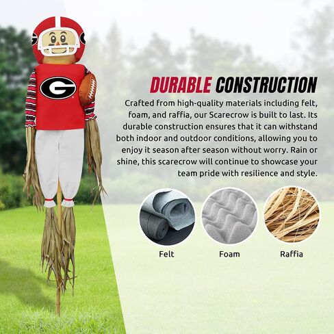 NCAA Alabama Crimson Scarecrow With Stake Pole & Complete Football Uniform Set - 60" x 12" x 3.5" Outdoor Sports Decoration Perfect For A Front Yard, Garden, Or Tailgating in Saudi Arabia