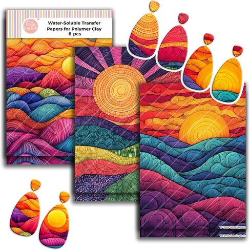 Zentangle Transfer Paper - 6 Pcs, Transfer Paper for Polymer Clay, Earth tone Polymer Clay Transfer Sheet for Jewelry Making ZEN-R1TP2 in Kuwait