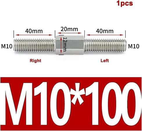 Double-Ended Threaded Rod, 2Pcs M10 Left and Right Thread Double End Thread Rod Positive and Negative Thread Bar Stud Bolts Screw 304 Stainless Steel(M10x30mm) in Saudi Arabia