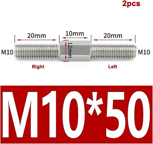 Double-Ended Threaded Rod, 2Pcs M10 Left and Right Thread Double End Thread Rod Positive and Negative Thread Bar Stud Bolts Screw 304 Stainless Steel(M10x30mm) in Saudi Arabia