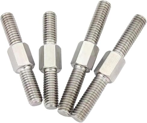 قضيب مزدوج ملولب ، 2pcs M4 M5 M6 M8 الخيط الأيسر واليمين بطولة مسامير قضبان قضبان الخيط المزدوج 304 شريط خيط إيجابي/سلبي (M6x80mm) in Kuwait