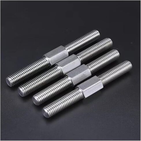 قضيب مزدوج ملولب ، 2pcs M4 M5 M6 M8 الخيط الأيسر واليمين بطولة مسامير قضبان قضبان الخيط المزدوج 304 شريط خيط إيجابي/سلبي (M6x80mm) in Kuwait