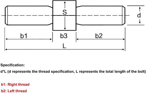 قضيب مزدوج ملولب ، 2pcs 304 من الفولاذ المقاوم للصدأ مزدوج الرأس الملولب عصا اليسار واليمين end end end مسمار المسامير m4-m16 (m16x100mm) in Saudi Arabia