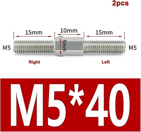 قضيب مزدوج ملولب ، 2pcs الخيط الأيسر واليمين قضيب الخيط المزدوج M4 M5 إيجابي وسلبي البراغي مسامير مسمار المسمار 304 الفولاذ المقاوم للصدأ (M5x40mm) in Saudi Arabia