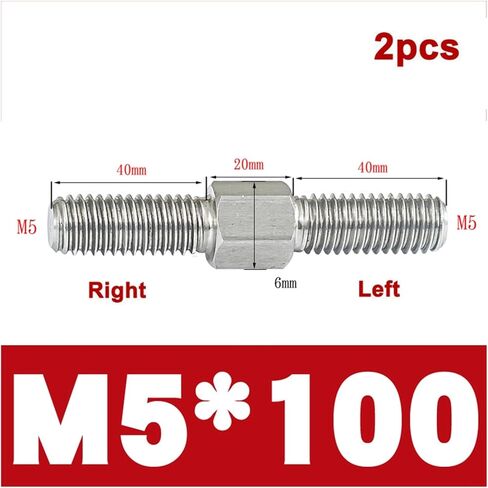 قضيب مزدوج الملوث ، 2pcs M5 M6 M8 الخيط الأيسر واليمين قضيب الخيط المزدوج قضيب الخيط الإيجابي والسلبية البراغي مسمار المسمار 304 الفولاذ المقاوم للصدأ (M5x30mm) in Saudi Arabia