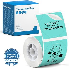 POLONO Thermal Labels for PM220S Label Maker, 1.97"x1.97" (50x50mm), Multi-Purpose Thermal Sticker Label Tape, Self-Adhesive Thermal Paper for Home, Office, 150 Labels/1Roll, Khaki in Kuwait