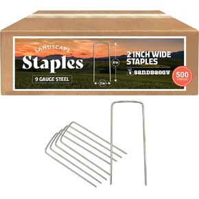 Sandbaggy 2 Inch Extra Wide Landscape Staples | 9 Gauge Heavy Duty Industrial Grade Garden Staples | Holds Down Drip Tubing & PVC Up to 2" Diameter (50 Staples) in Saudi Arabia