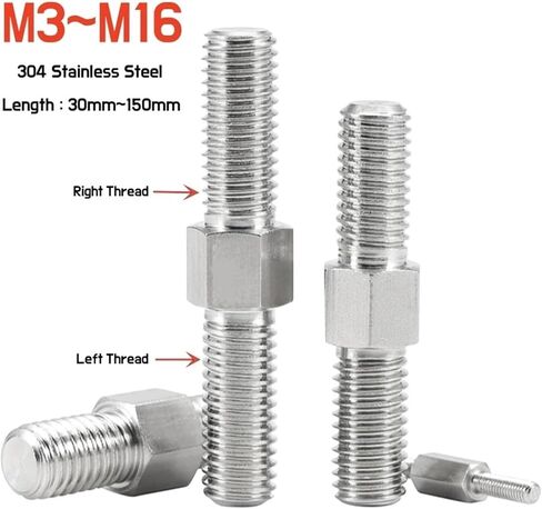 قضيب مزدوج ملولب ، 2pcs M3 M4 M5 M6 M10 M10 ~ M16 من الفولاذ المقاوم للصدأ من الفولاذ المقاوم للصدأ اليسار واليمين قضيب الطرف المزدوج قضيب البراغي المسامير السلبية (M14x130mm) in Saudi Arabia