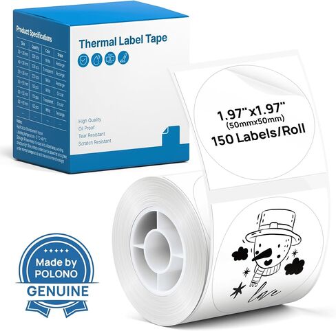 POLONO Thermal Labels for PM220S Label Maker, 1.97"x1.97" (50x50mm), Multi-Purpose Thermal Sticker Label Tape, Self-Adhesive Thermal Paper for Home, Office, 150 Labels/1Roll, Pink in Saudi Arabia