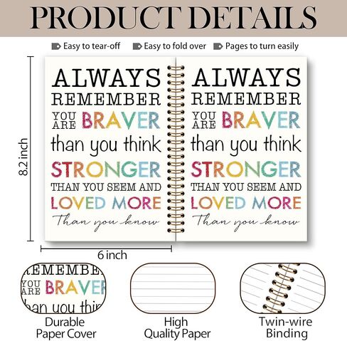 Inspirational Rainbow Notebook Journal - Motivational Nursery Spiral Notebook, I am Kind Inspirational Notebooks Gifts for Kids Girls, Daily Affirmations for Women School Supplies, 6x8.2In in Kuwait