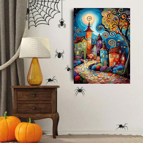 croshom Diamond Art Kits for Adults, Halloween Diamond Painting Kits for Adults, 5D DIY Horror Diamonds Art Craft Kit, Full Round Diamonds Painting for Home Wall Decor Gifts 12" x 16" in Saudi Arabia