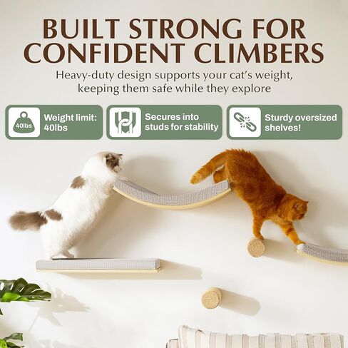 Large 9.84" CALLICO HAVEN- Corner Cat Wall Shelves - Wall-Mounted Furniture – Corner Wall Hammock for Climbing & Lounging – Space-Saving Wall Cat Tree Bed with Soft Cushion for Kittens - Fan Shape in Kuwait