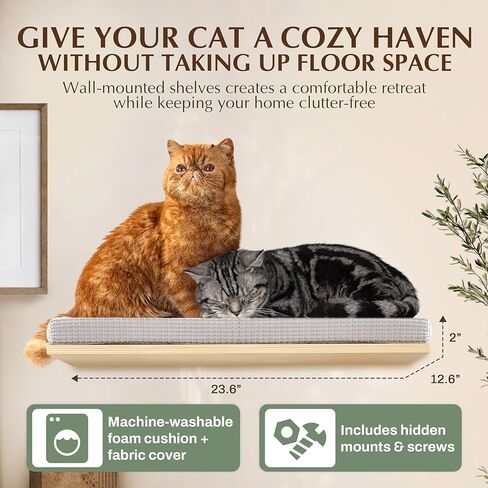 Large 9.84" CALLICO HAVEN- Corner Cat Wall Shelves - Wall-Mounted Furniture – Corner Wall Hammock for Climbing & Lounging – Space-Saving Wall Cat Tree Bed with Soft Cushion for Kittens - Fan Shape in Kuwait