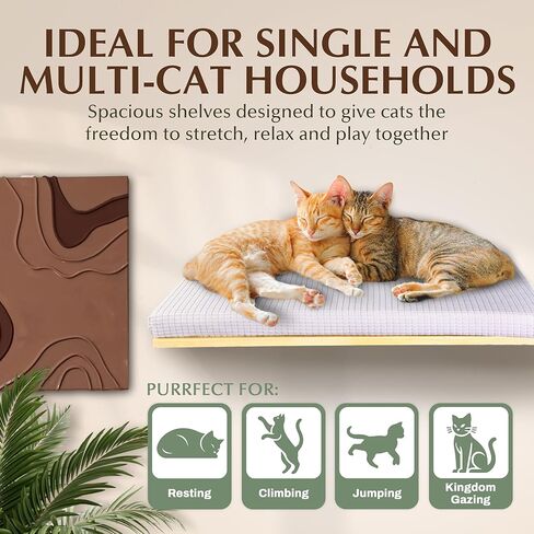 Large 9.84" CALLICO HAVEN- Corner Cat Wall Shelves - Wall-Mounted Furniture – Corner Wall Hammock for Climbing & Lounging – Space-Saving Wall Cat Tree Bed with Soft Cushion for Kittens - Fan Shape in Kuwait