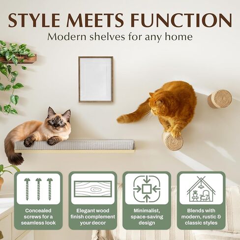 Large 9.84" CALLICO HAVEN- Corner Cat Wall Shelves - Wall-Mounted Furniture – Corner Wall Hammock for Climbing & Lounging – Space-Saving Wall Cat Tree Bed with Soft Cushion for Kittens - Fan Shape in Kuwait