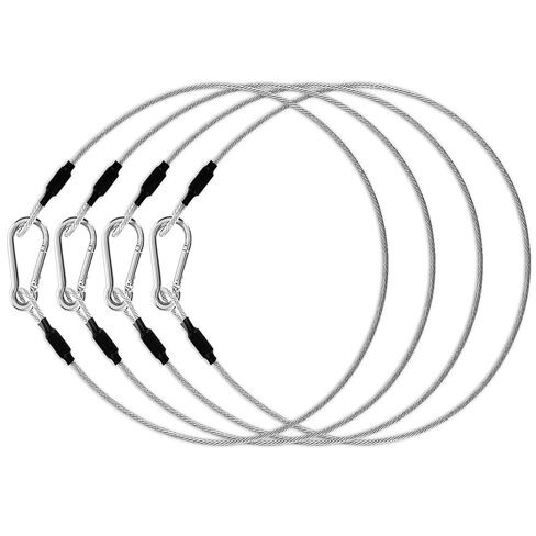 4 Pcs 1/8" 2ft Safety Cables, Stainless Steel Wire with Lock Ropes Stage Light Security Cable Ropes Heavy Duty Bike Lock Hook Cable Wire for DJ Stage Light Luggage Clothes Line in Saudi Arabia