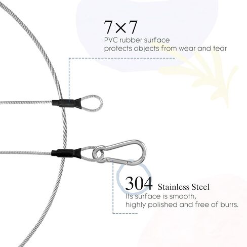 4 Pcs 1/8" 2ft Safety Cables, Stainless Steel Wire with Lock Ropes Stage Light Security Cable Ropes Heavy Duty Bike Lock Hook Cable Wire for DJ Stage Light Luggage Clothes Line in Saudi Arabia