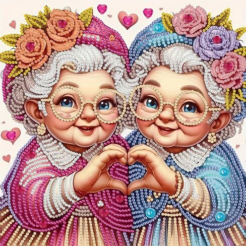 5D Diamond Art Kits for Adults,Young Grandma Friends Special Shape Diamond Painting Kits for Beginners, DIY Crystal Diamond Dots Gem Art Craft for Home Decor 11.8x11.8 Inch in Kuwait