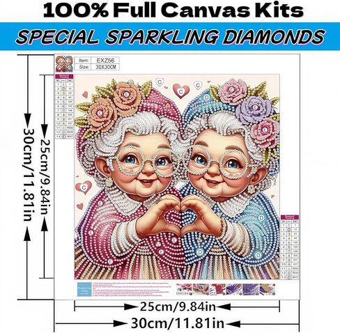 5D Diamond Art Kits for Adults,Young Grandma Friends Special Shape Diamond Painting Kits for Beginners, DIY Crystal Diamond Dots Gem Art Craft for Home Decor 11.8x11.8 Inch in Kuwait