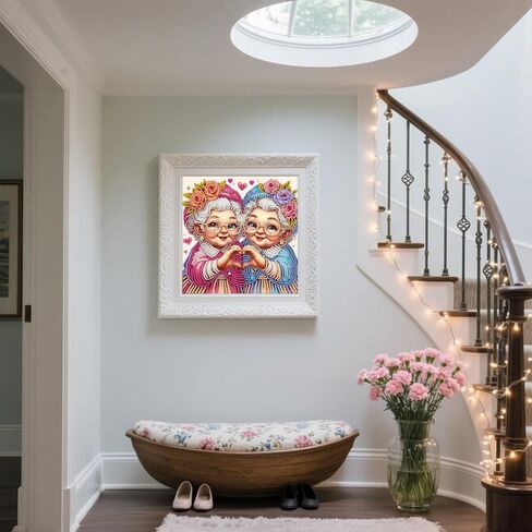 5D Diamond Art Kits for Adults,Young Grandma Friends Special Shape Diamond Painting Kits for Beginners, DIY Crystal Diamond Dots Gem Art Craft for Home Decor 11.8x11.8 Inch in Kuwait