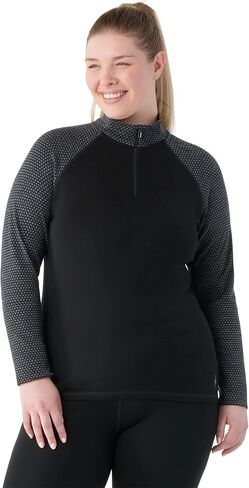 SmartWool Women's Plus Size Classic Thermal Wool Base Base - Quarter Zip (Slim Fit) ، Black Dot ، 1x in Saudi Arabia