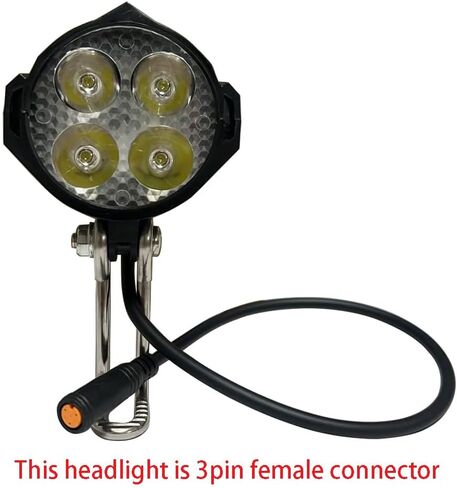 LED Light Bicycle Ebike Headlight Bicycle Accessories Electric Mountain Bike Headlight 4 lamp Beads with Horn 24V 36V 48V 3 Hole Female Waterproof Connector in Saudi Arabia