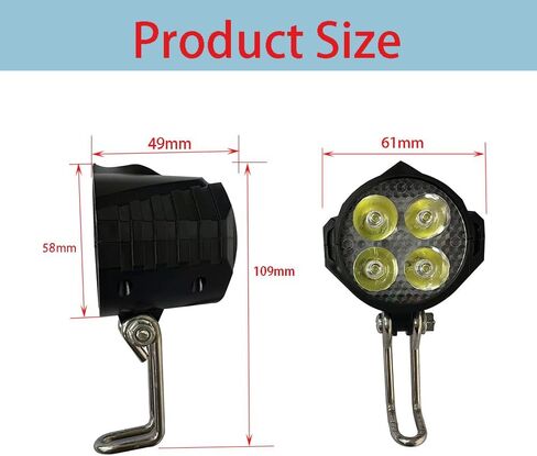 LED Light Bicycle Ebike Headlight Bicycle Accessories Electric Mountain Bike Headlight 4 lamp Beads with Horn 24V 36V 48V 3 Hole Female Waterproof Connector in Saudi Arabia