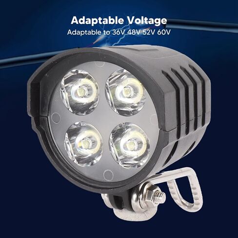 4 Pin Plug Electric Scooter Front Light with 4 Light Beads, 36V 48V 52V 60V Electric Bike Headlight with Horn, 12W Mini Ebike Front Lights with 1.5M Wire for Motorcycle in Saudi Arabia
