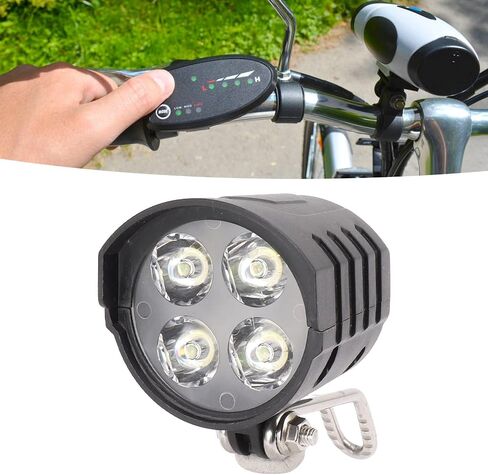 4 Pin Plug Electric Scooter Front Light with 4 Light Beads, 36V 48V 52V 60V Electric Bike Headlight with Horn, 12W Mini Ebike Front Lights with 1.5M Wire for Motorcycle in Saudi Arabia