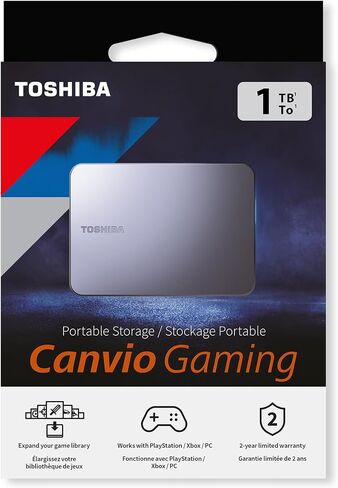 Toshiba 2TB Canvio Gaming محمول محمول خارجي ، USB 3.2 ، لمحطة اللعب وأجهزة Xbox ، Black (HDTX220EK3AA) in Kuwait
