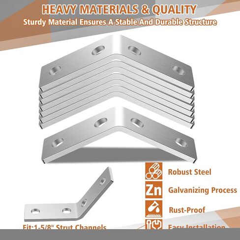 8 Pcs 45 Degree Angle Bracket Fitting for 1-5/8 Strut Channel 4 Hole Corner Brace Framing Connector Galvanized Steel in Saudi Arabia