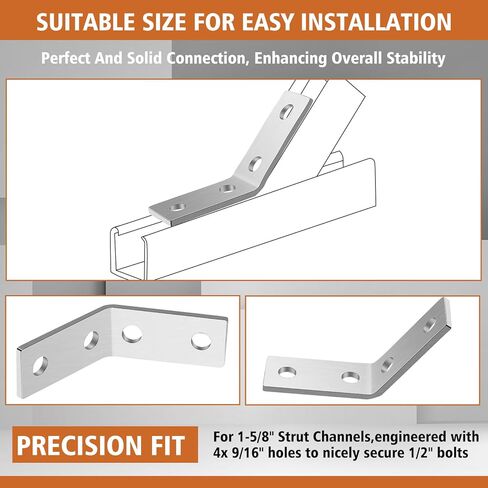 8 Pcs 45 Degree Angle Bracket Fitting for 1-5/8 Strut Channel 4 Hole Corner Brace Framing Connector Galvanized Steel in Saudi Arabia