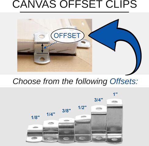 Canvas إزاحة مقاطع إطار صورة ، 8 عبوات [اختر حجم الإزاحة الخاص بك]-أجهزة z-bracket لتأطير العلم ، 8 براغي (1/4 "الإزاحة) in Kuwait