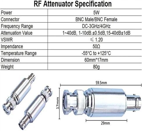 5W BNC Male to Female RF Attenuator 1dB-50dB, 50 Ohm DC-4GHz Blessing(10db,4G) in Saudi Arabia