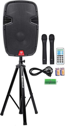Rockville RAM12BT 12 "قابلة للشحن مدعوم 600W PA مكبر صوت+2 MICs+Bluetooth+حامل in Saudi Arabia