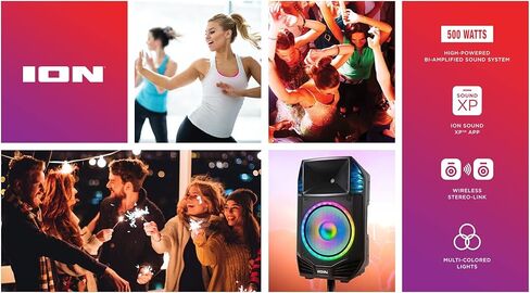 Ion Total PA Premier 500-Watt Party Speaker-صوت قوي ومشرق مع المؤثرات البصرية LED والميكروفون (متجدد) in Kuwait