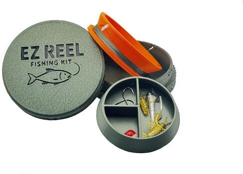 ez reel-frish kit- حجم الجيب- خط اليد- بكرة الصيد | طقم الصيد في نهاية المطاف المدمجة لمشي لمسافات طويلة والبقاء والمغامرة. in Saudi Arabia
