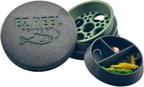 ez reel-frish kit- حجم الجيب- خط اليد- بكرة الصيد | طقم الصيد في نهاية المطاف المدمجة لمشي لمسافات طويلة والبقاء والمغامرة. in Saudi Arabia